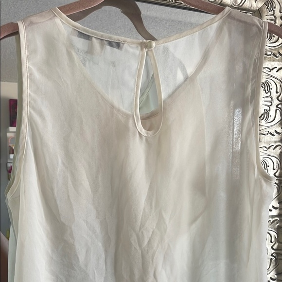 XXI forever 21 Cream Sleeveless Ruffled Blouse-Large - Picture 5 of 6